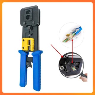 Kìm Bấm Mạng Xuyên Thấu CAT5/CAT6 RJ45 Chuyên Dụng – Tích Hợp Cắt Dây Tự Động