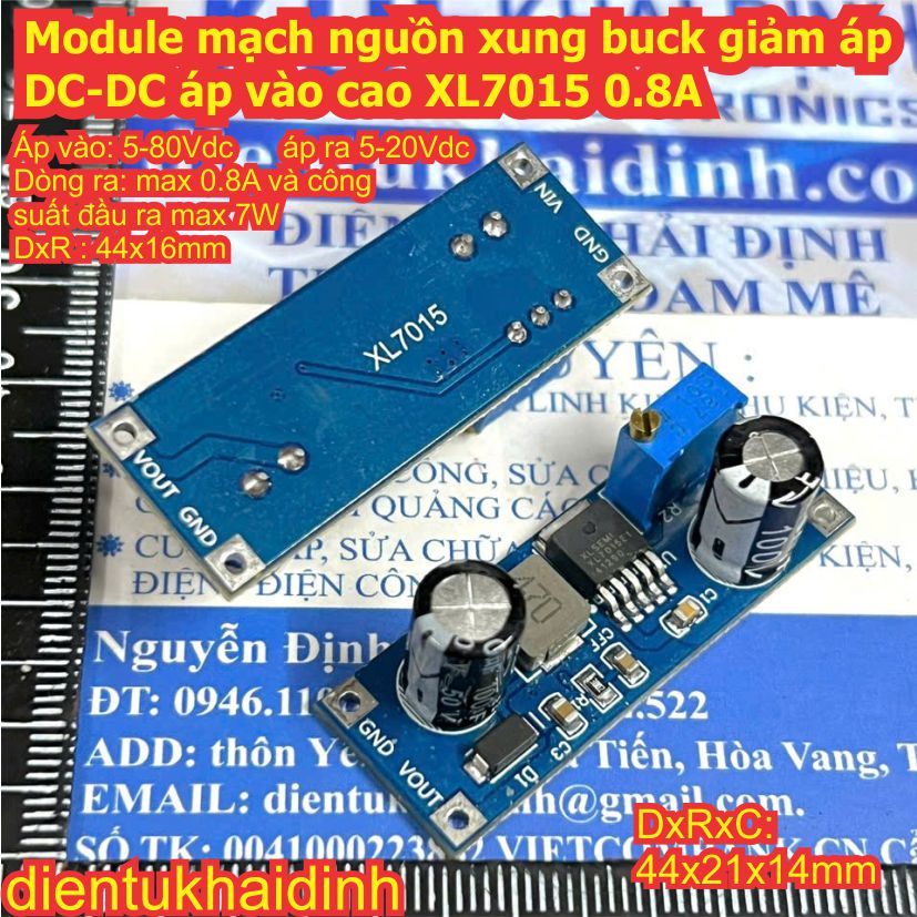 2 cái Module mạch nguồn xung buck giảm áp DC-DC áp vào cao XL7015 XL7015E1 0.8A kde0096