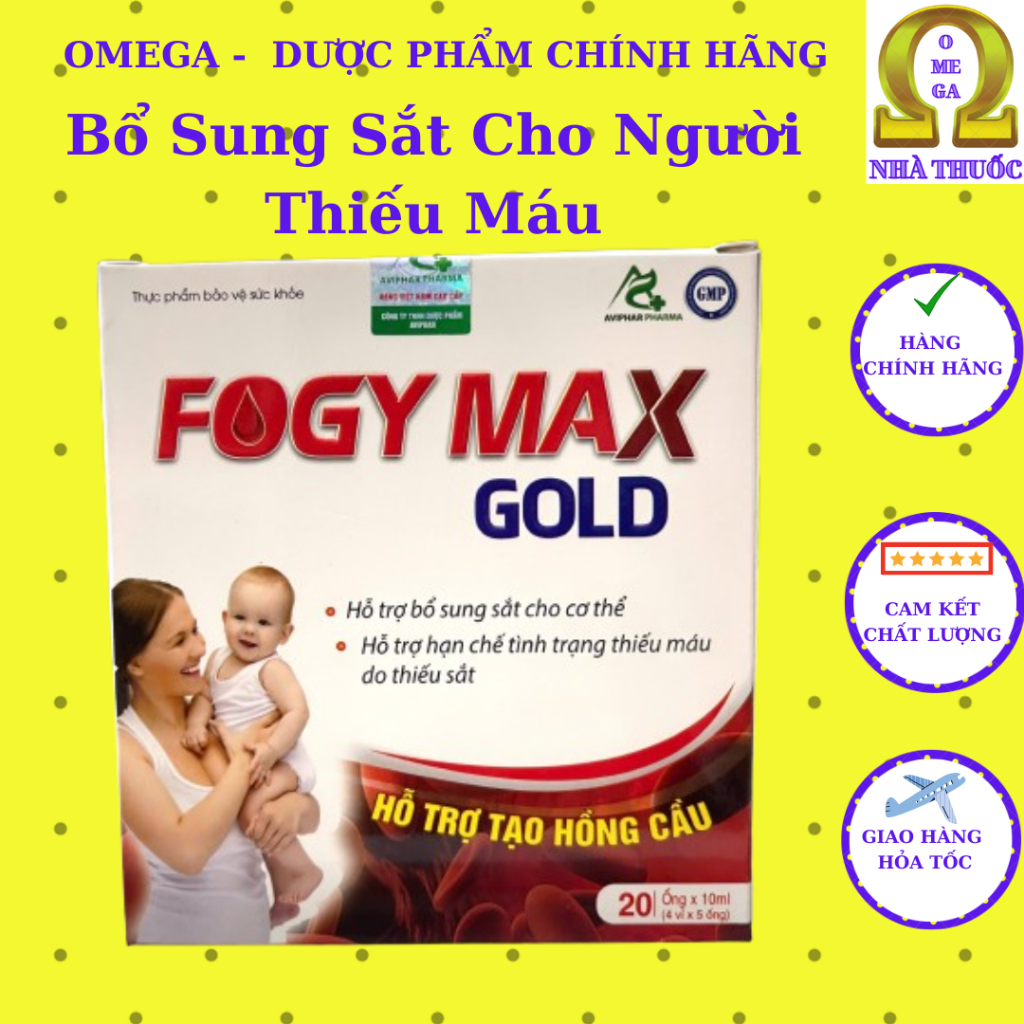 Siro Sắt FOGY MAX GOLD (HSD 2028, 20 ống) – Hỗ Trợ Tái Tạo Hồng Cầu, Hạn Chế Tình Trạng Thiếu Máu