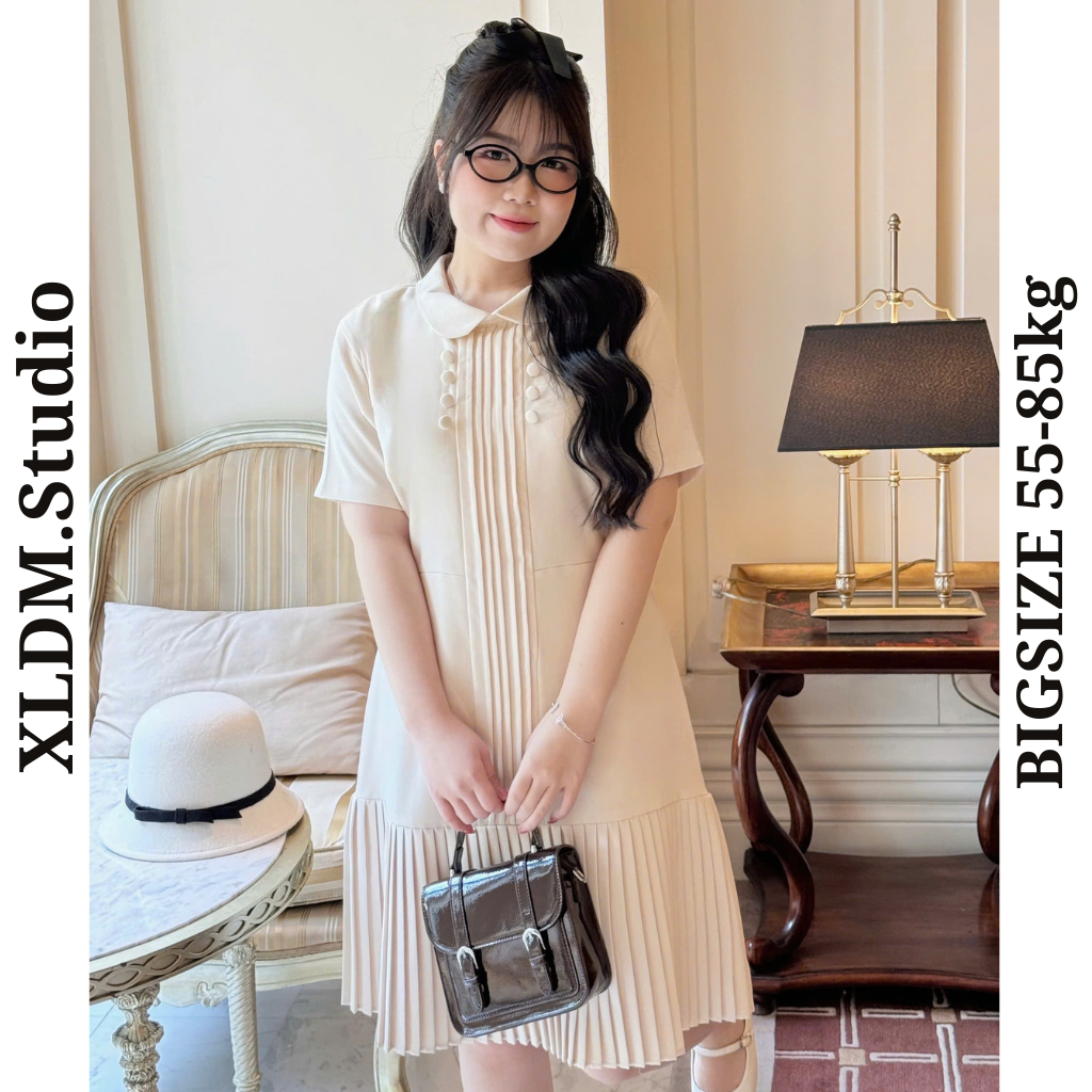 Váy đầm BIGSIZE nữ trắng kem dáng ôm tôn dáng tiểu thư thiết kế 2 lớp XLDM Studio (Alice dress)