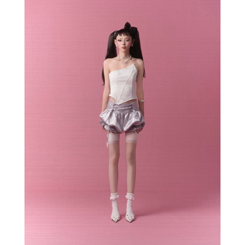 IUE STUDIO - Áo polo cổ tàu màu trắng mặc được 2 kiểu - Xinxin Top (in white) | BigBuy360 - bigbuy360.vn