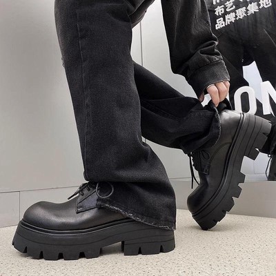 Giày chunky derby da mũi cong tăng chiều cao thời trang INICHI GG1318 đế đúc nguyên khối cao 7cm