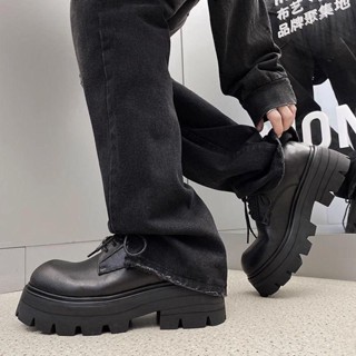 Giày chunky derby da mũi cong tăng chiều cao thời trang INICHI GG1318 đế đúc nguyên khối cao 7cm