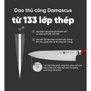 Dao cao cấp Zwilling Damascus Chef Compact Twin Cermax MD67 14cm với 133 lớp thép đặc biệt sản xuất tại Nhật