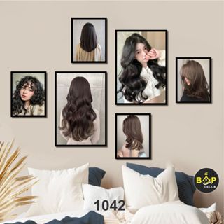 Tranh trang trí tiệm tóc, salon tóc nam nữ kèm sẵn keo dán tường, trang trí không cần đóng đinh Bắp Decor