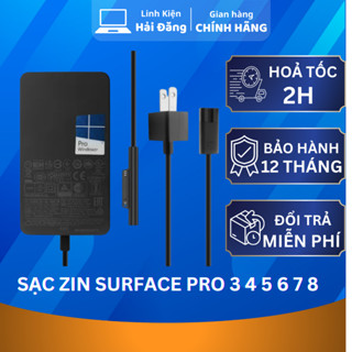 Sạc Zin Surface pro 3 4 5 6 7 8 65w 15v 4a surface book surface Laptop 1 2 3 New 100% Bảo Hành 12 Tháng 1 Đổi 1