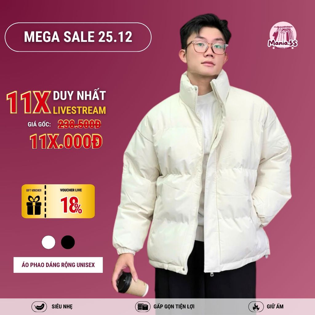 [VOUCHER 30K] Áo Phao bigsize Nam Nữ, Áo Khoác Phao cổ cao form rộng chần bông 3 lớp dày dặn mẫu mới 2025 | BigBuy360 - bigbuy360.vn