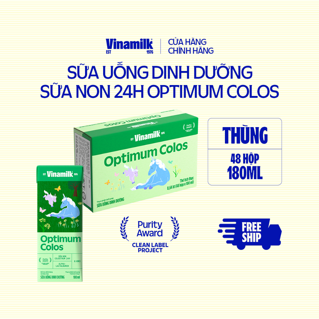 Thùng 48 hộp Sữa non pha sẵn Vinamilk Optimum Colos 180ml