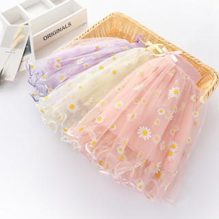 CV001 - (9-30kg) Chân váy cho bé gái phối lưới hoa cúc cực xinh vải voan lưới tutu cao cấp