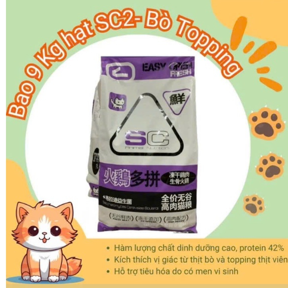BAO 9KG - Hạt Cho Mèo SC Aninal Nutrition 42% Protein Siêu Topping