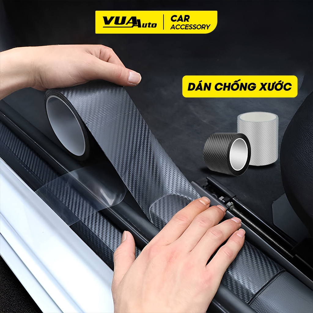 Băng keo dán cửa ôtô chống xước VuaAuto cuộn băng dính carbon dán bậc cốp chồng trầy chống thấm nước