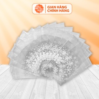  Set Túi Đựng Bánh Quy 7x7cm 20 Cái Dán Miệng Túi Họa Tiết Bông Tuyết Giáng Sinh 