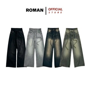 Quần jean nam ống suông rộng form siêu to chất bò đẹp cao cấp ROMAN QJ06