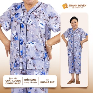  Đồ bộ Tole cho bà mặc nhà Thành Duyên bông tay con quần lửng thoáng mát không rút  10-23  -1597TCL 