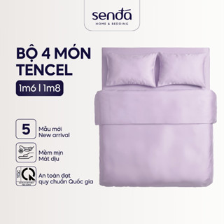 Bộ chăn ga gối 4 món Lụa Tencel Sen Đá Home Bedding cao cấp trơn màu, Set drap giường nệm 1m6 1m8 Lyocell Satin 60S