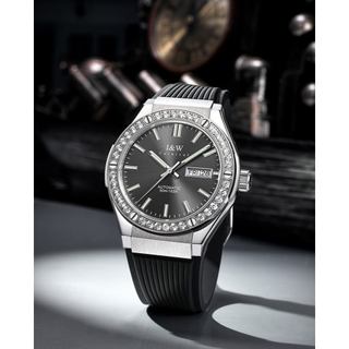 Đồng hồ nam chính hãng I&W CARNIVAL 55851G2-S4 Viền đá đẹp, Kính sapphire,chống nước 50m,máy cơ Automatic,dây cao su xịn