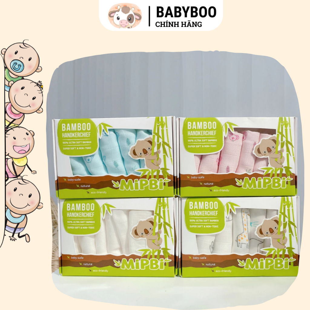 Khăn sữa khăn xô Mipbi 100% sợi tre cho bé Babyboo