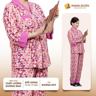  Đồ bộ Tole nữ trung niên mặc nhà Thành Duyên pyjama tay lỡ dài thoáng mát  11-22  - 1632TLD 