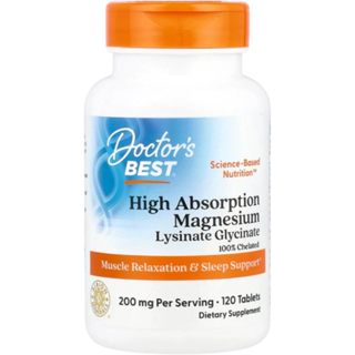 Doctor's Best High Absorption Magnesium Chelated 200mg - Viên Uống Bổ Sung Magie 120 viên