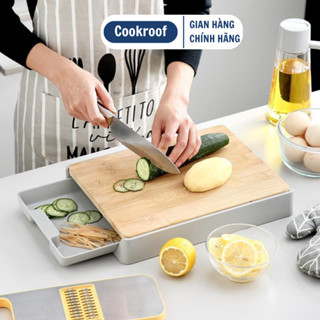  Thớt Gỗ Tre Kèm Khay COOKROOF Kháng Khuẩn Dễ Dàng Tháo Rời Vệ Sinh Chống Nấm Mốc An Toàn Tiện Lợi 