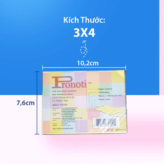 Giấy Note Vàng PRONOTI, Giấy Ghi Chú Nhiều Size, Ghi Chú Thông Tin Nhanh Chống Tiện Lợi