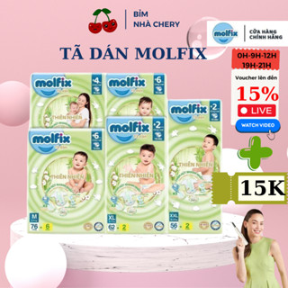 Tã/bỉm dán Molfix Thiên nhiên Super Jumbo size S/M/L/XL/2XL cho bé