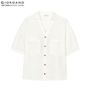 GIORDANO Áo Sơ Mi Ngắn Tay Nữ Linen 05342211