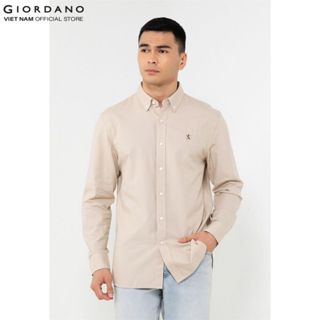 GIORDANO Áo Sơ Mi Nam Thêu Logo Sư Tử Cotton Oxford Lion Shirt 01044083