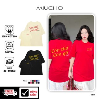 Áo thun tết form rộng 1871 Miucho cổ tròn chất vải cotton 2c thoáng mát in basic
