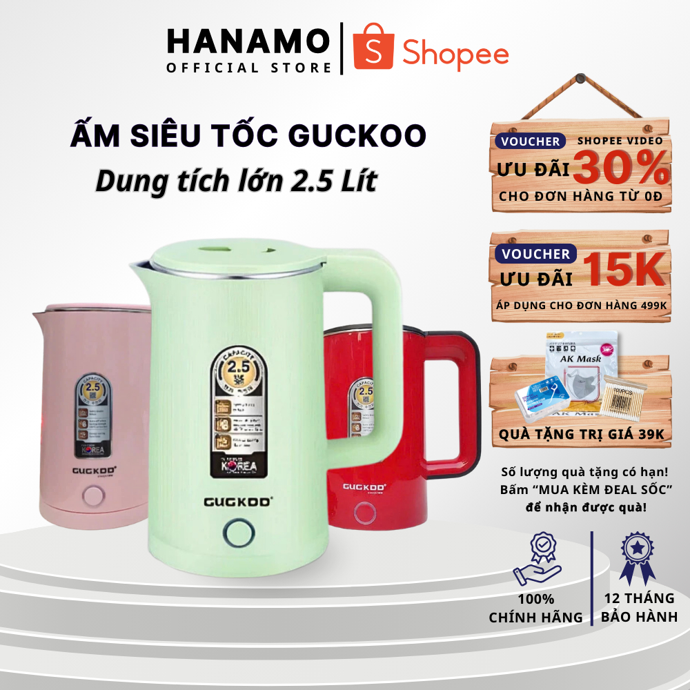 Ấm Siêu Tốc Đun Nước Dung Tích 2.5 Lít Bình Siêu Tốc 2 Lớp Cách Nhiệt Tự Ngắt Khi Sôi Công Suất 1500W