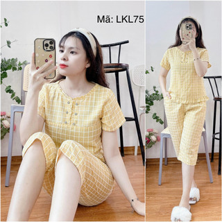 [BunnySky] Đồ bộ nữ(có video), Đồ bộ mặc nhà mẫu lửng mềm mát