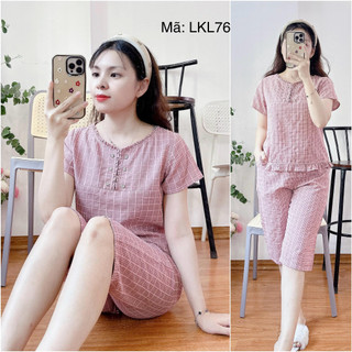 [BunnySky] Đồ bộ nữ(có video), Đồ bộ mặc nhà mẫu lửng mềm mát