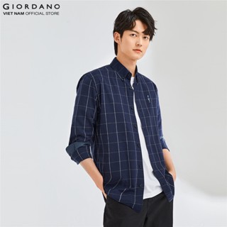 GIORDANO Áo Sơ Mi Oxford Nam Dài Tay Logo Classics 01042043