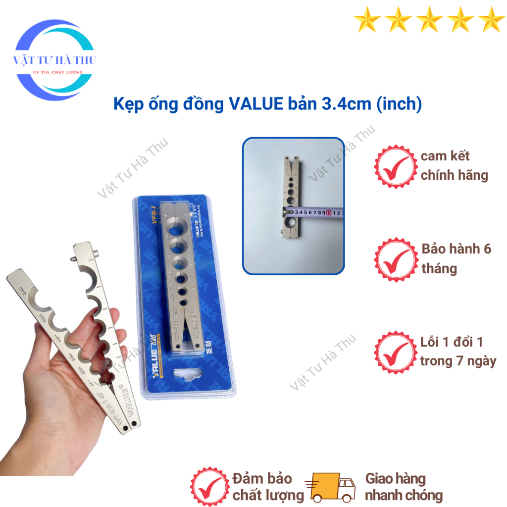 Kẹp loe ống đồng VALUE 808-I hàng chính hãng VALUE Model VFB-I bản 3,4cm ron cam