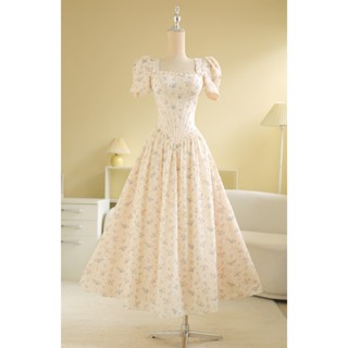 SÒ VINTAGE - VANESSA đầm hoa thêu nổi tay phồng cổ điển