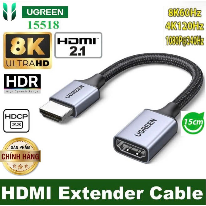 Cáp HDMI 8K nối dài UGREEN 40400 40447 40450 HD151 15518 HD165 (HD 2.1 8k@60Hz 4K@120Hz eARC)