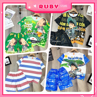 ĐỒ BỘ LÊ TUẤN KHANG bộ thun họa tiết ĐÁM GIỔ BÊN CỒN, qua cồn ăn tết hot trend size đến 73kg DBRBD