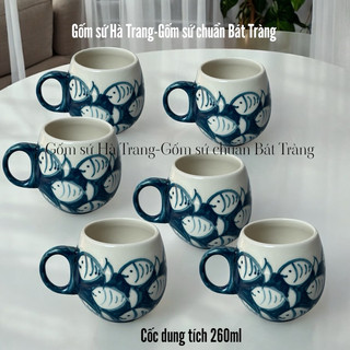 Set cốc cafe  Gốm sứ Bát Tràng cao cấp dung tích 280ml -quà tặng sinh nhật,8/3,20/10,20/11