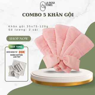  Combo 5 Khăn Gội Khăn Tắm 35x75 100% Cotton Hàng Cao Cấp Xuất Khẩu 