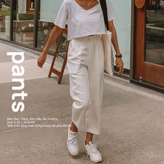 Quần Tây Nữ Baggy Ống Suông Lửng Lưng Cao - QUDU | Tôn Dáng, Không Nhăn, Vải Tuyết Mưa, Freeship