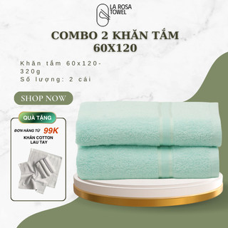  Combo 2 Khăn Tắm Cỡ Lớn 60x120cm 100% Cotton Hàng Cao Cấp Xuất Khẩu 