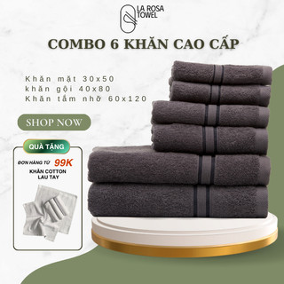  Combo 6 Khăn Khăn Mặt Khăn Gội Khăn Tắm 100% Hàng Cao Cấp Xuất Khẩu 