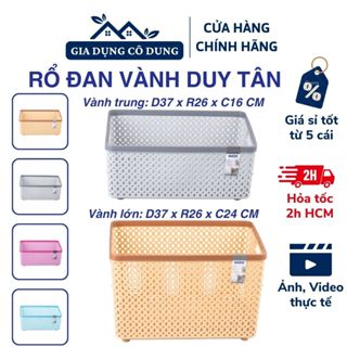Rổ Đan Vành Chữ Nhật Nhựa Duy Tân Có Tay Cầm (Size Trung, Size Lớn)