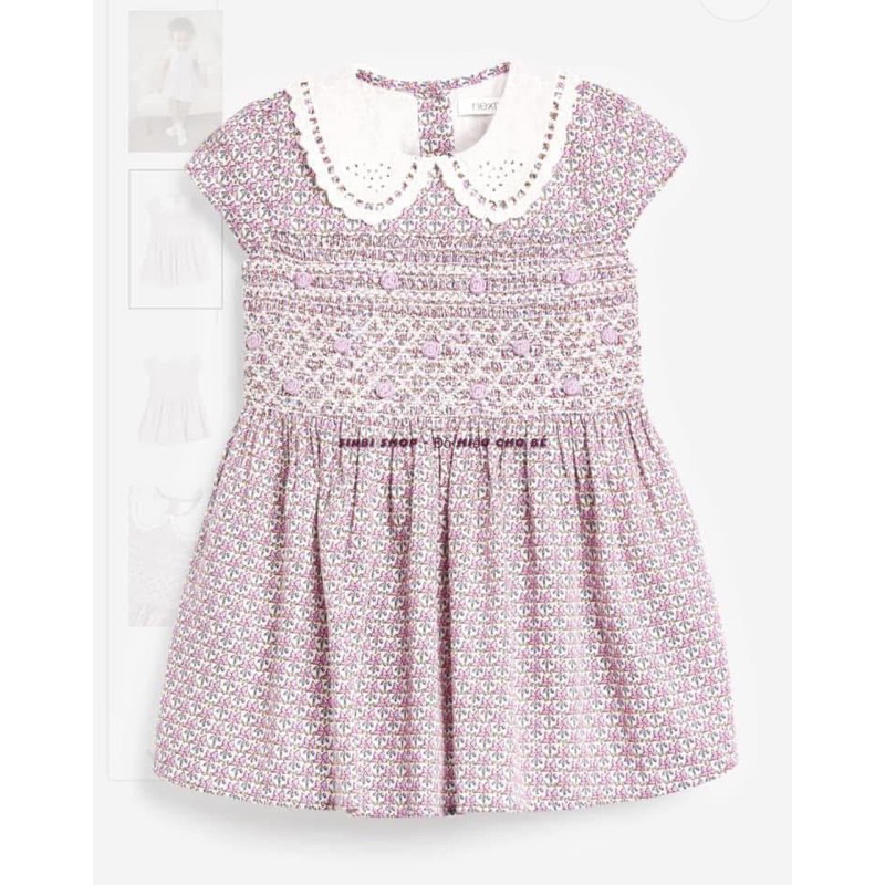 Next auth - đầm smock next tím sz 9-12