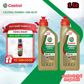 (combo 2 chai xe ga 1 lít ) Dầu nhớt xe tay ga Castrol POWER1 SCOOTER 4T 10W-40 1L - Huongly Car