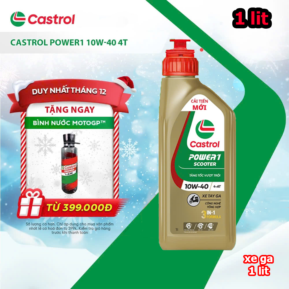 ( xe ga 1 lit ) Dầu nhớt xe ga Castrol POWER1 4T 10W-40 0.8L , 1L - Huongly Car