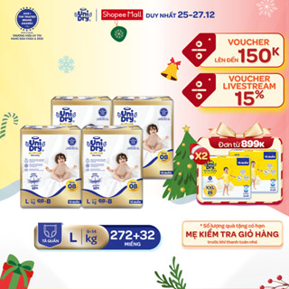 [HỎA TỐC - Siêu mỏng 2mm] Combo 4 Tã quần UniDry Supreme size M/L/XL/XXL + 8 miếng