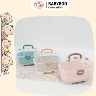 Khay đựng bình sữa có nắp đậy Holla, giá úp bình sữa [ babyboo]