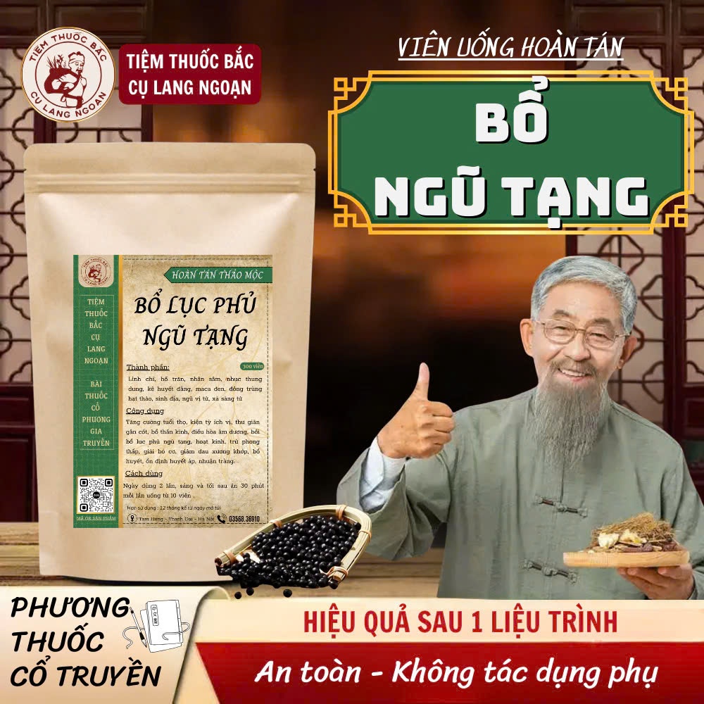 Viên uống Bổ ngũ tạng Lang Ngoạn giúp bình hòa âm dương, cân bằng ngũ tạng và phục hồi sau tai biến hiệu quả bịch 300v