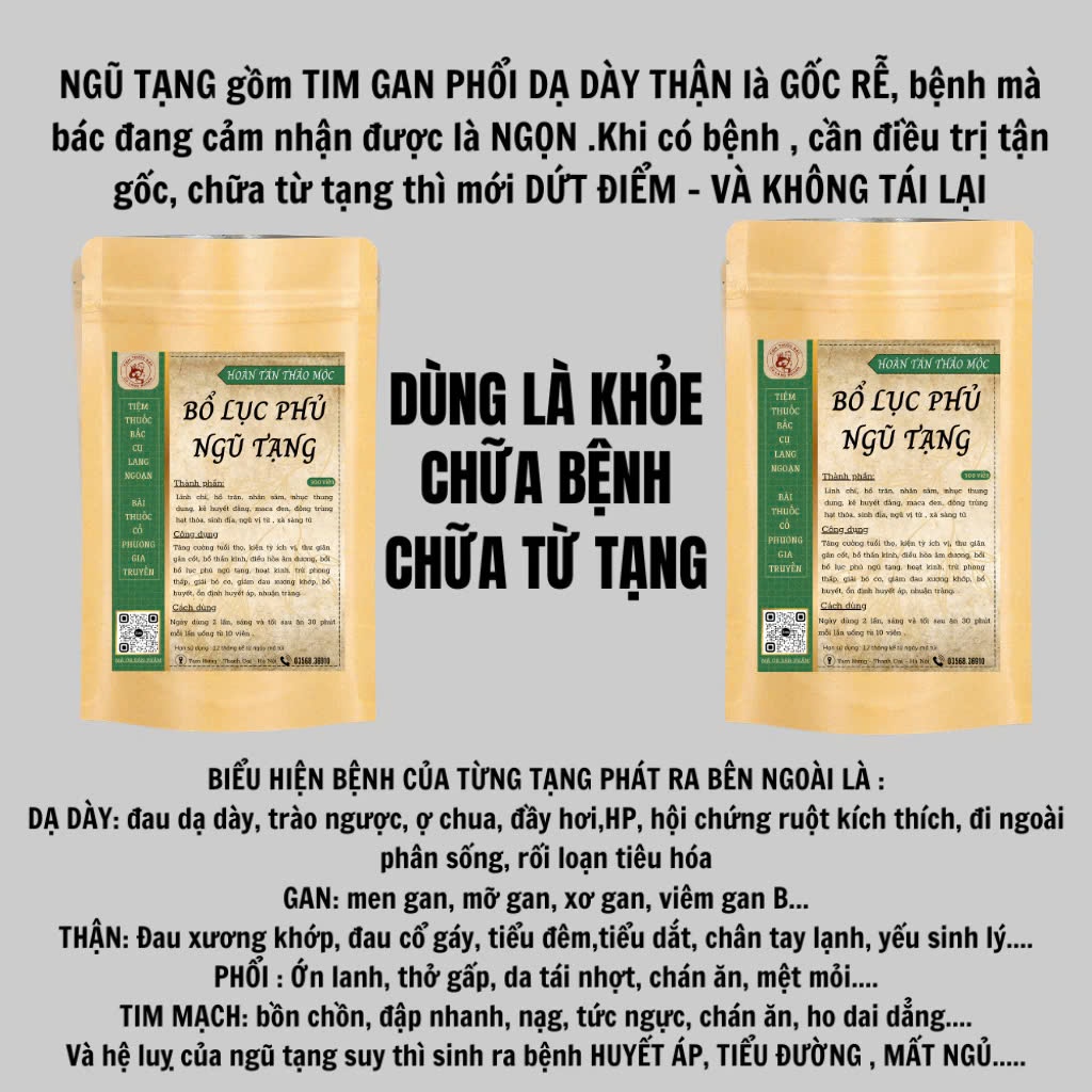 Viên uống Bổ ngũ tạng Lang Ngoạn giúp bình hòa âm dương, cân bằng ngũ tạng và phục hồi sau tai biến hiệu quả bịch 300v